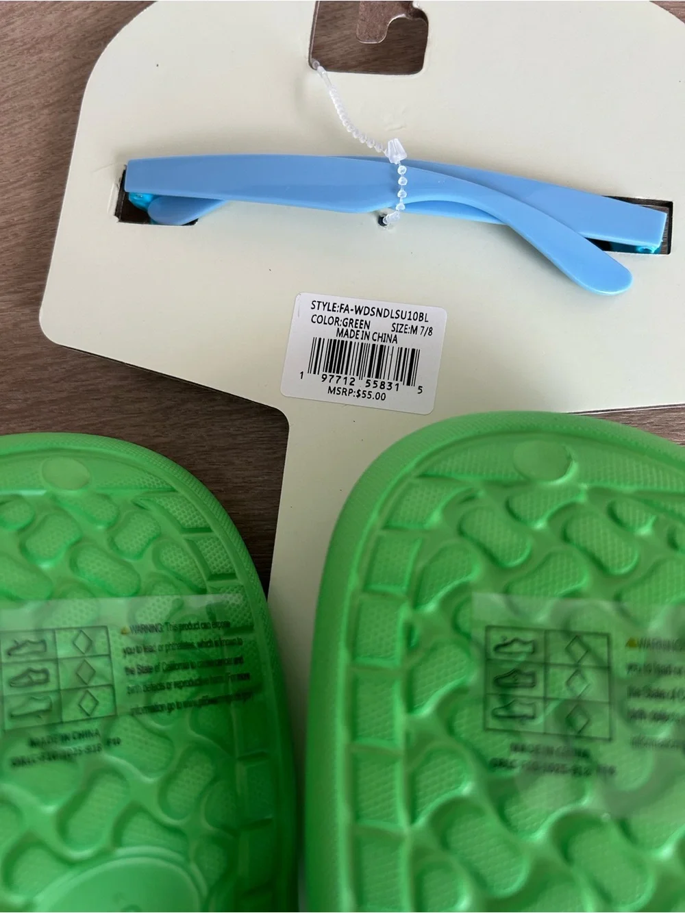 Kids Bright Green Dragon Clog Sandals with Toy Charm and Sunglasses